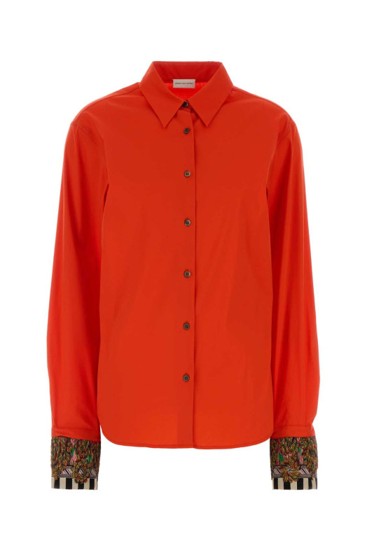 Coral stretch poplin Chloris shirt DRIES VAN NOTEN (2620107414316)