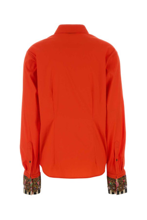 Coral stretch poplin Chloris shirt DRIES VAN NOTEN (2620107414316)