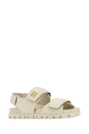 White nappa leather sandals Black MIU MIU (5X135EF01088T)