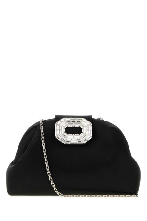 Black satin Camelia clutch Black AMINA MUADDI (CAMELIABAG)