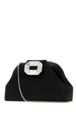 Black satin Camelia clutch Black AMINA MUADDI (CAMELIABAG)