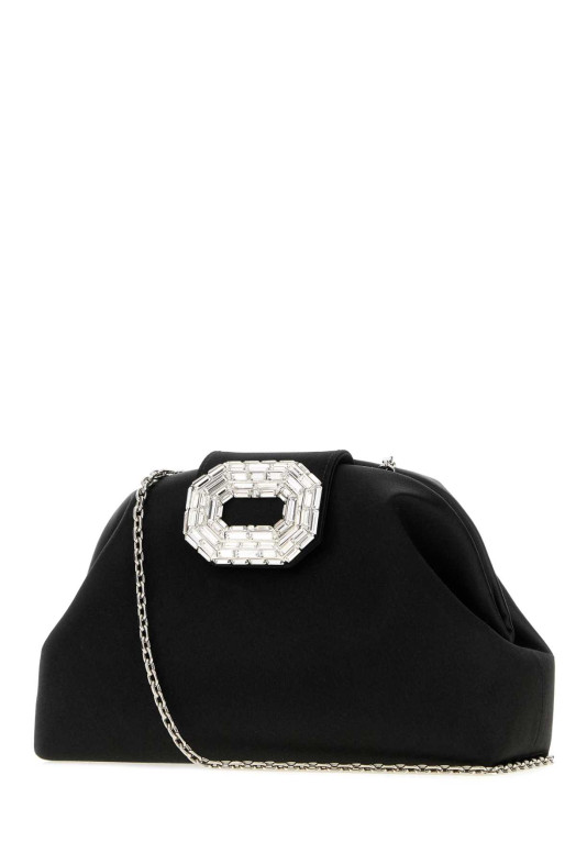Black satin Camelia clutch Black AMINA MUADDI (CAMELIABAG)
