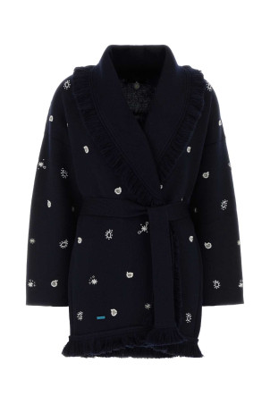 Midnight blue wool oversize cardigan ALANUI (LWHB064E26KNI0074672)