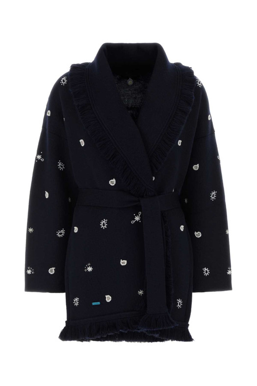 Midnight blue wool oversize cardigan ALANUI (LWHB064E26KNI0074672)