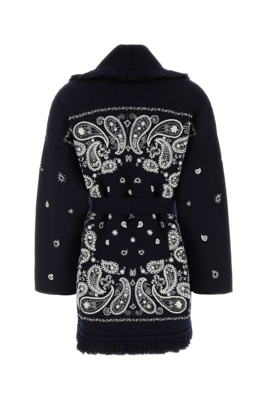 Midnight blue wool oversize cardigan ALANUI (LWHB064E26KNI0074672)