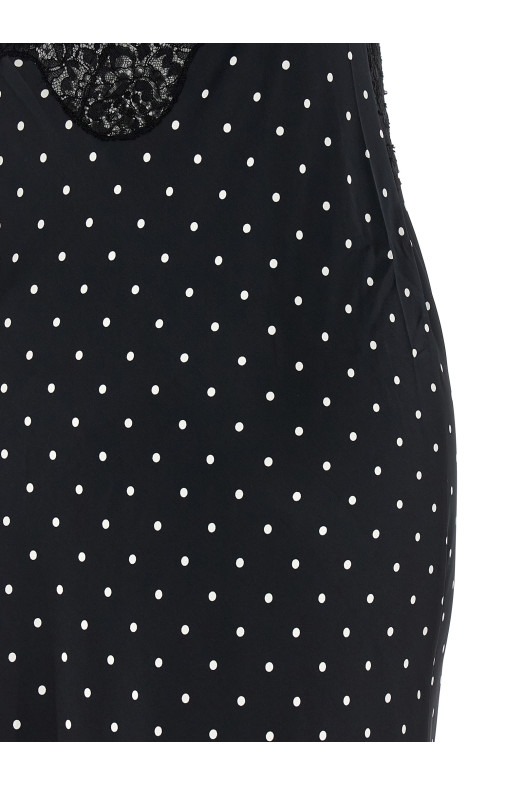 'Polka Dot Satin Lace Maxi' dress Black-grey