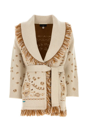 Embroidered wool blend Bandana cardigan Multicolor ALANUI (LWHB064E26KNI0020484)