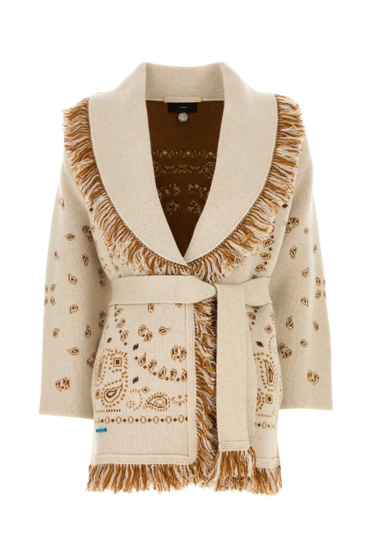 Embroidered wool blend Bandana cardigan Multicolor ALANUI (LWHB064E26KNI0020484)