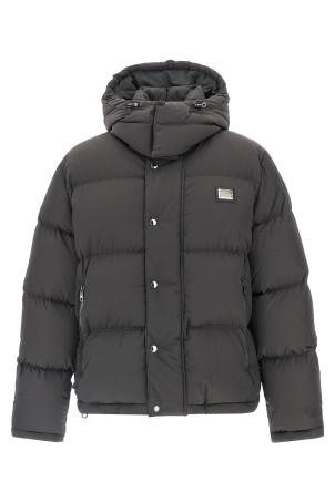 Logo patch down jacket Gray
