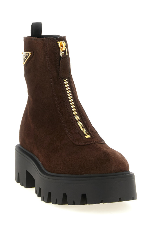 Ботинки на молнии, коричневые PRADA 1T328OF050054F0003