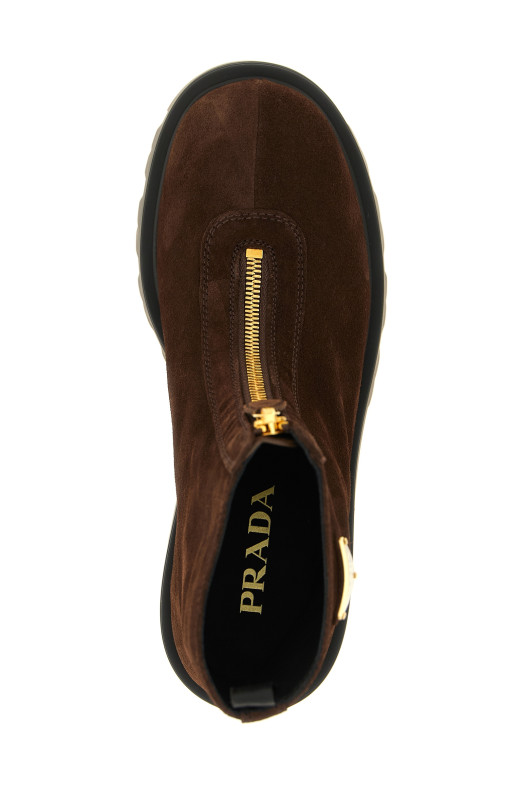 Ботинки на молнии, коричневые PRADA 1T328OF050054F0003