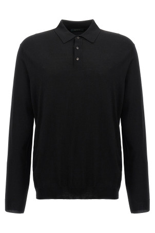 Wool polo shirt Black
