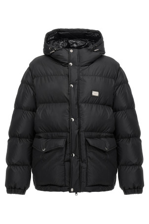 Logo plate down jacket Black