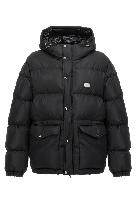 Куртка-пуховик з логотипом, чорна DOLCE & GABBANA G9AOKTGG781N0000