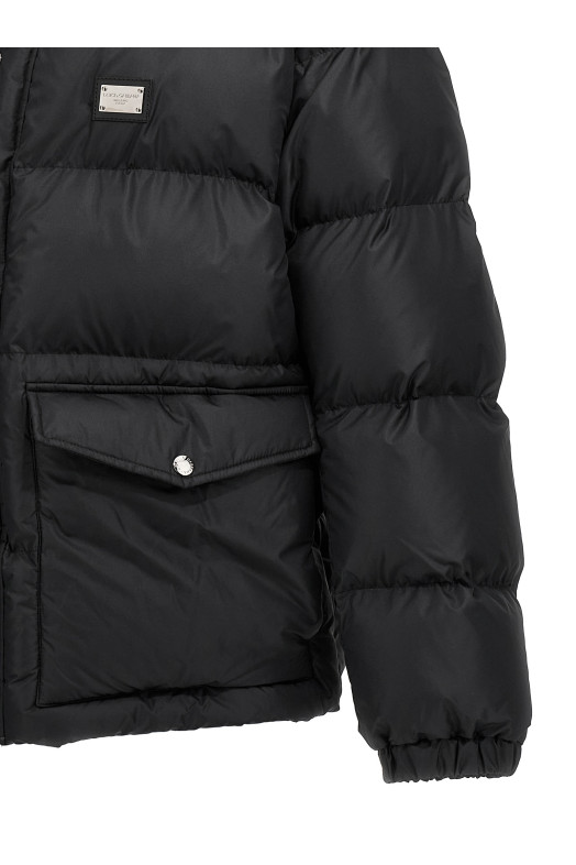 Куртка-пуховик з логотипом, чорна DOLCE & GABBANA G9AOKTGG781N0000