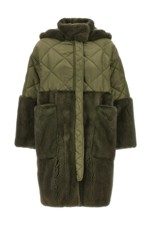 'Nylon Diamond-Visone' long down jacket Green