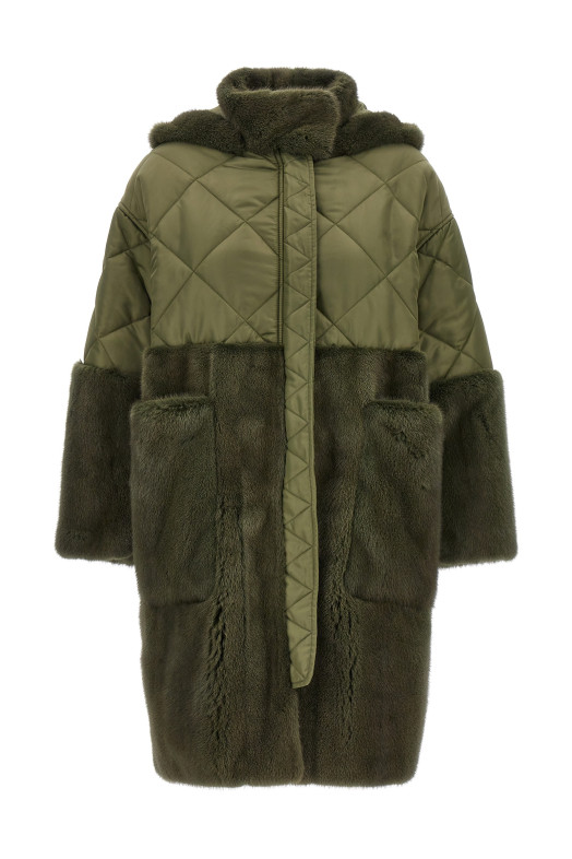 'Nylon Diamond-Visone' long down jacket Green