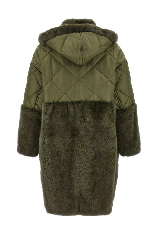 'Nylon Diamond-Visone' long down jacket Green