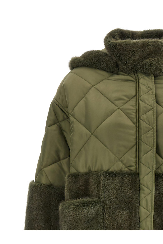 'Nylon Diamond-Visone' long down jacket Green