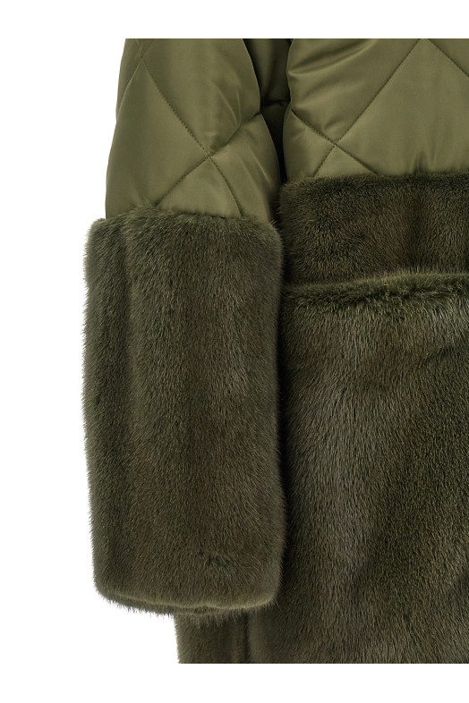 'Nylon Diamond-Visone' long down jacket Green