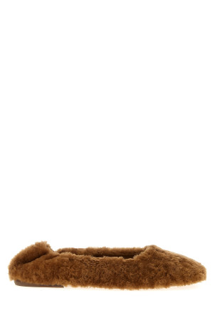 Fur ballet flats Brown