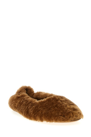 Fur ballet flats Brown
