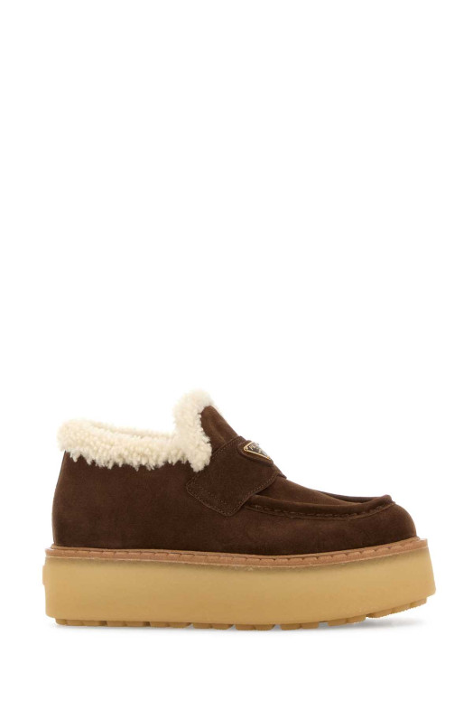 Brown suede loafers PRADA (1D717NFZD50JFT)