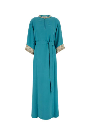 Turquoise crepe long dress VALENTINO GARAVANI (6B3VDKQ61MM)
