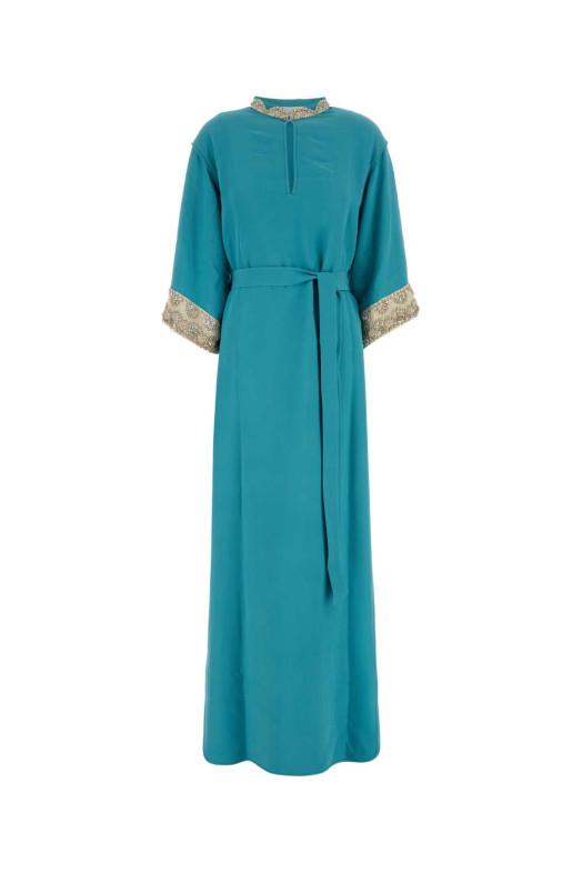 Turquoise crepe long dress VALENTINO GARAVANI (6B3VDKQ61MM)