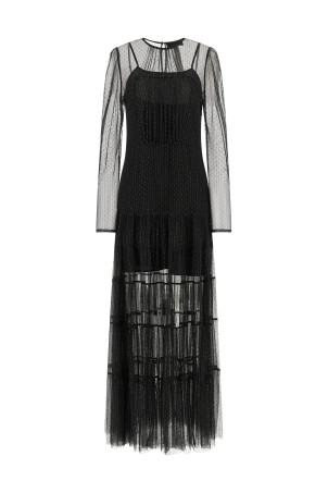 Lamé thread dress Black