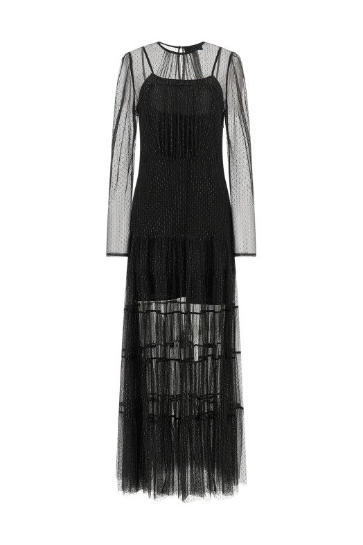 Lamé thread dress Black