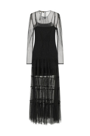 Lamé thread dress Black