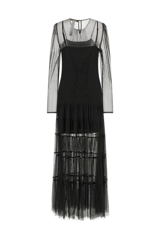 Lamé thread dress Black