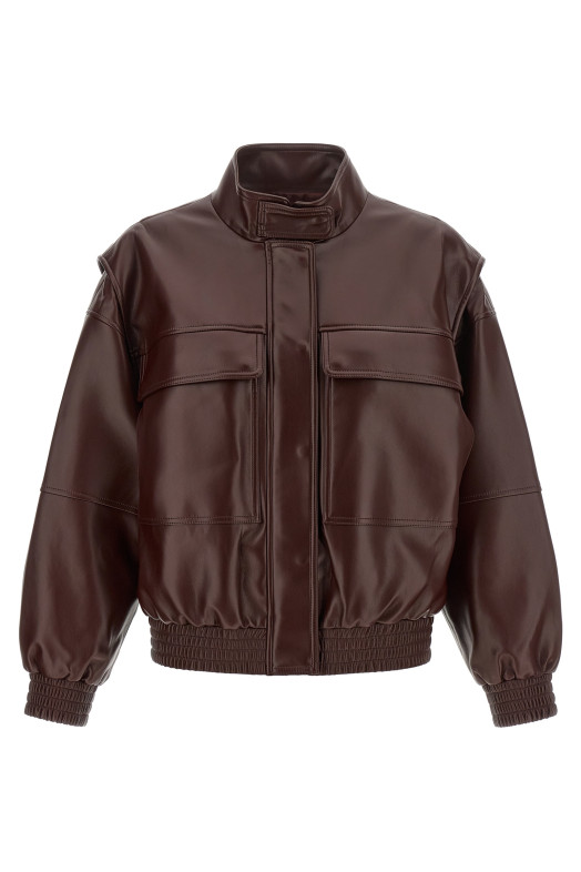 Куртка-бомбер с эффектом кожи, коричневая TWIN SET 262TT206014057