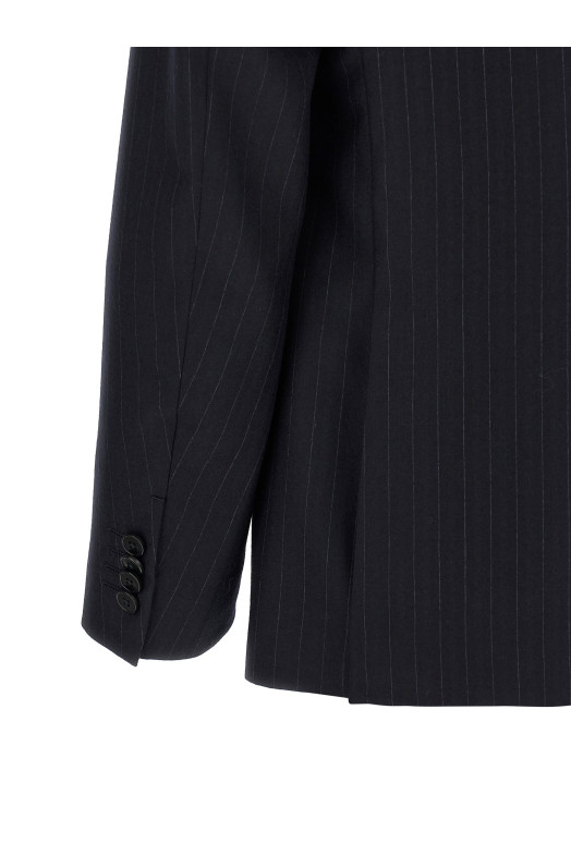 Фланелевое платье в тонкую полоску, синее ZEGNA 422070A422FT2Y7
