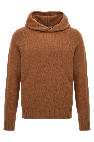 Wool hooded sweater Brown