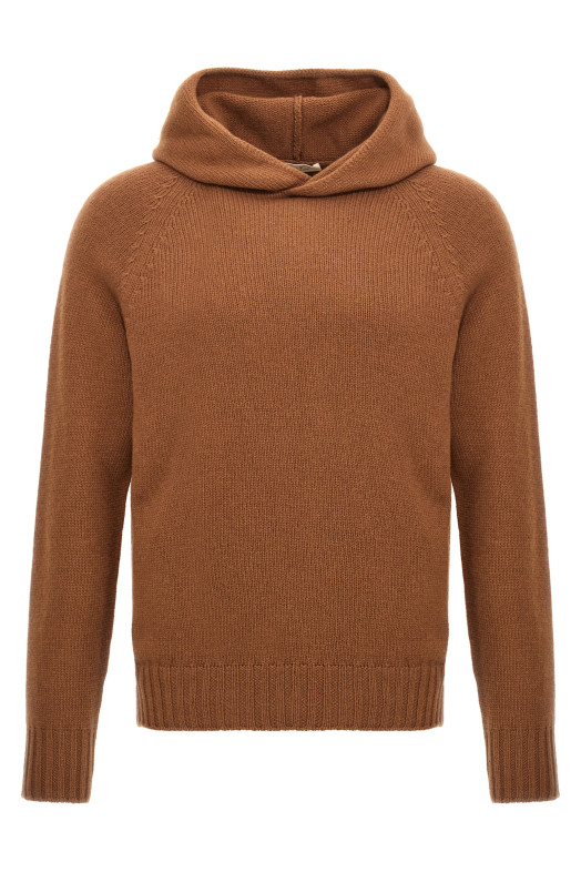 Wool hooded sweater Brown