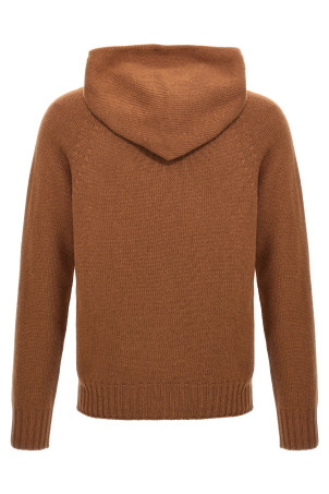 Wool hooded sweater Brown