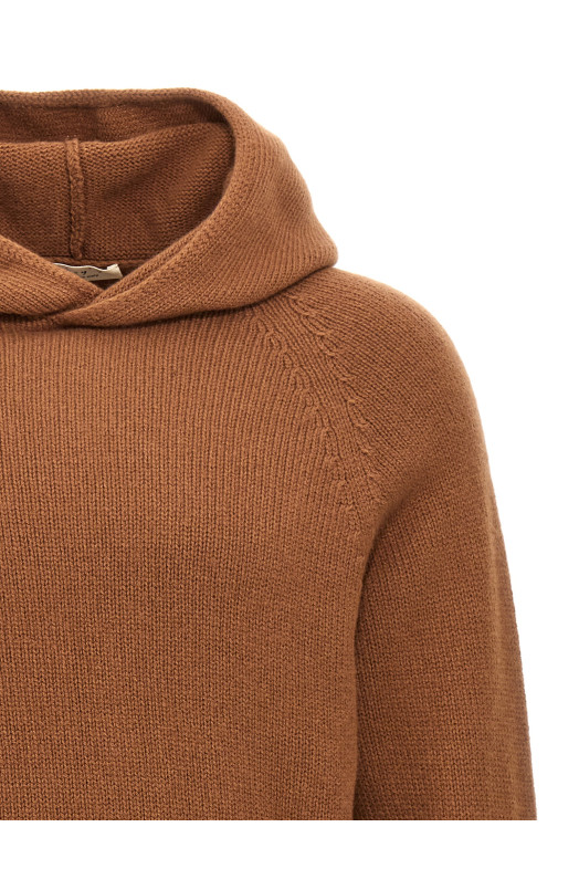 Wool hooded sweater Brown