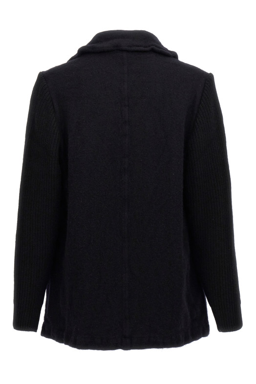 Двубортное шерстяное пальто синего цвета COMME DES GARCONS SHIRT FNC501W241