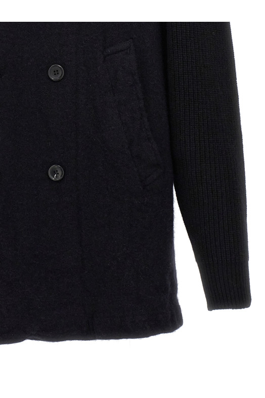 Двубортное шерстяное пальто синего цвета COMME DES GARCONS SHIRT FNC501W241
