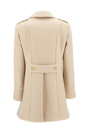 Single-breasted wool coat White