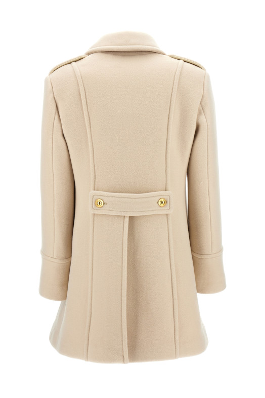 Single-breasted wool coat White