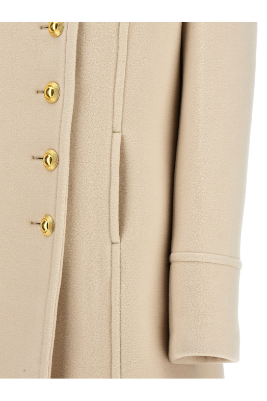 Single-breasted wool coat White