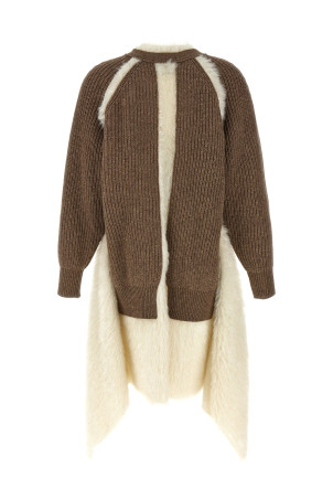 Two-material cardigan Brown