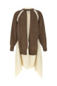 Two-material cardigan Brown