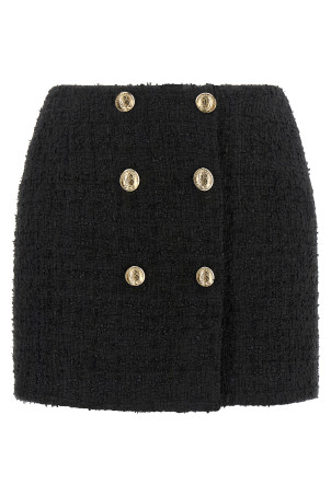 Embossed button detail miniskirt Black