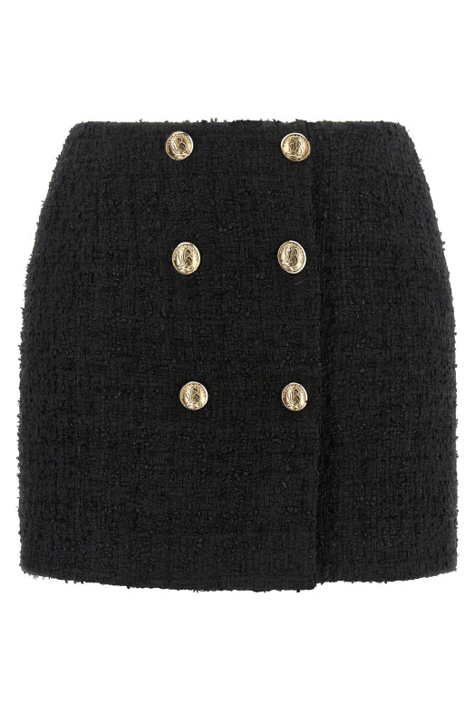 Embossed button detail miniskirt Black