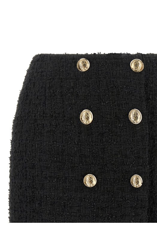 Embossed button detail miniskirt Black