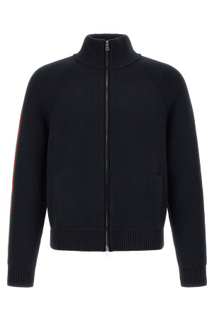 В'язана куртка Gucci Web Ribbon, синя 851725XKFBD4795